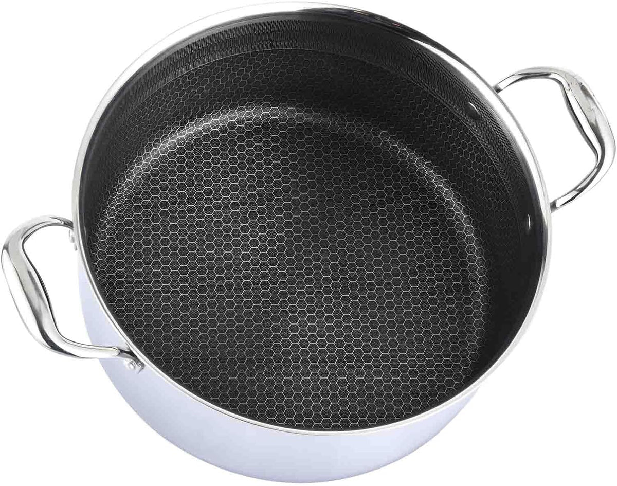 Casserole CHEFFINGER 24cm 2,2L Acier Inoxydable - Structure Nid d'Abeille Antiadhésif Induction