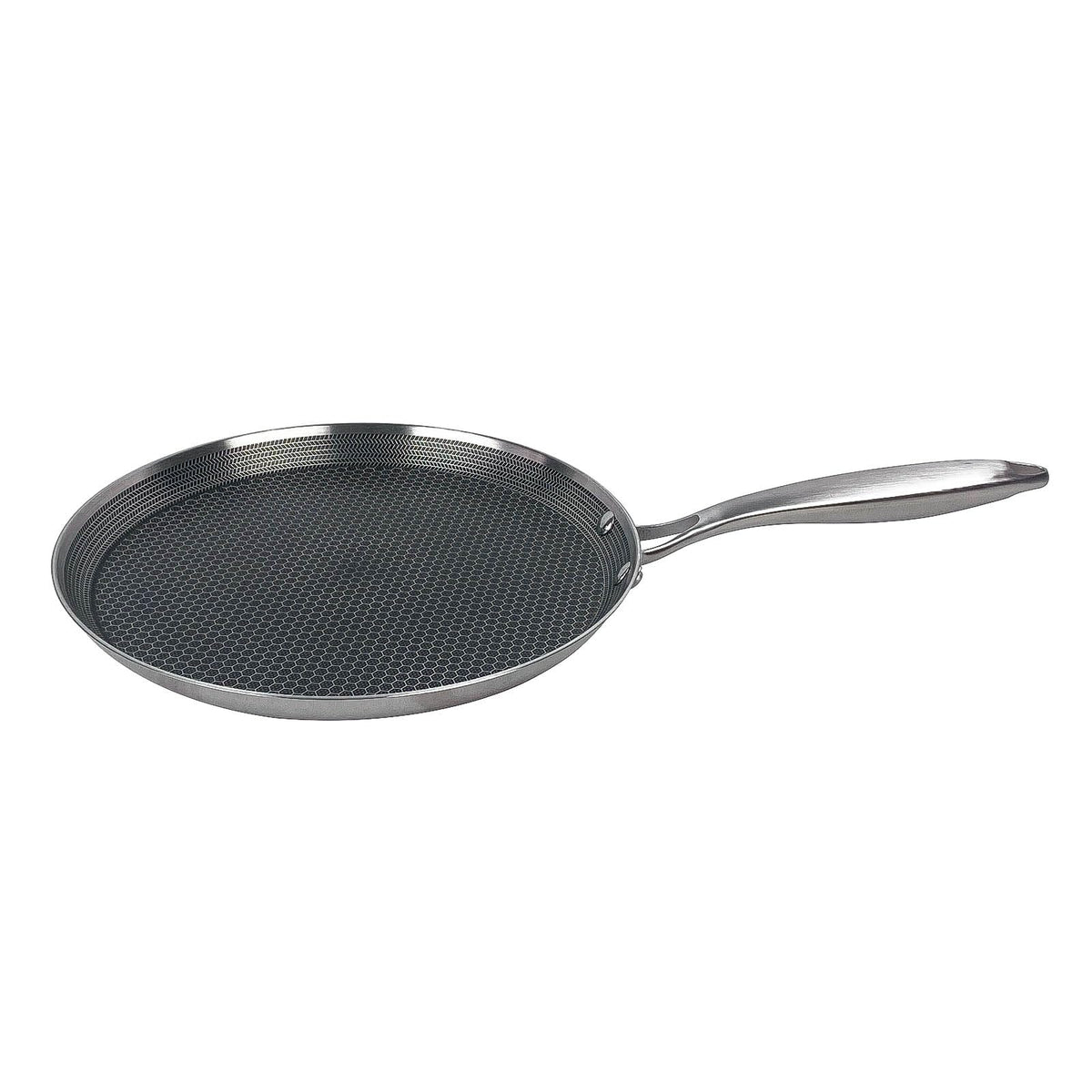 4BIG.fun Stainless Steel Pancake Pan Diameter 24 cm for Induction Hobs Honeycomb Structure