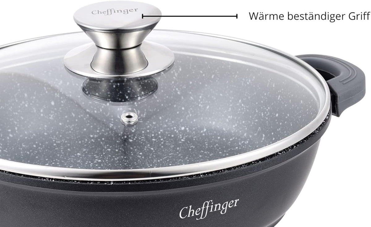 Cocotte Cheffinger Aluminium Moulé 24cm - Induction - Revêtement Marbre 3 Couches