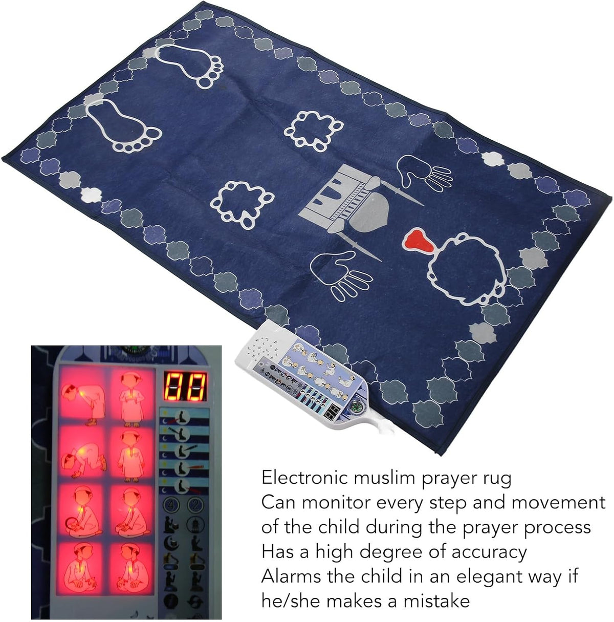 Tapis de Prière Électronique Musulman Omabeta pour Enfants, Éducation Musicale Précoce, Haute Précision Intelligent 60 x 100 cm pour Maison pour Garçons
