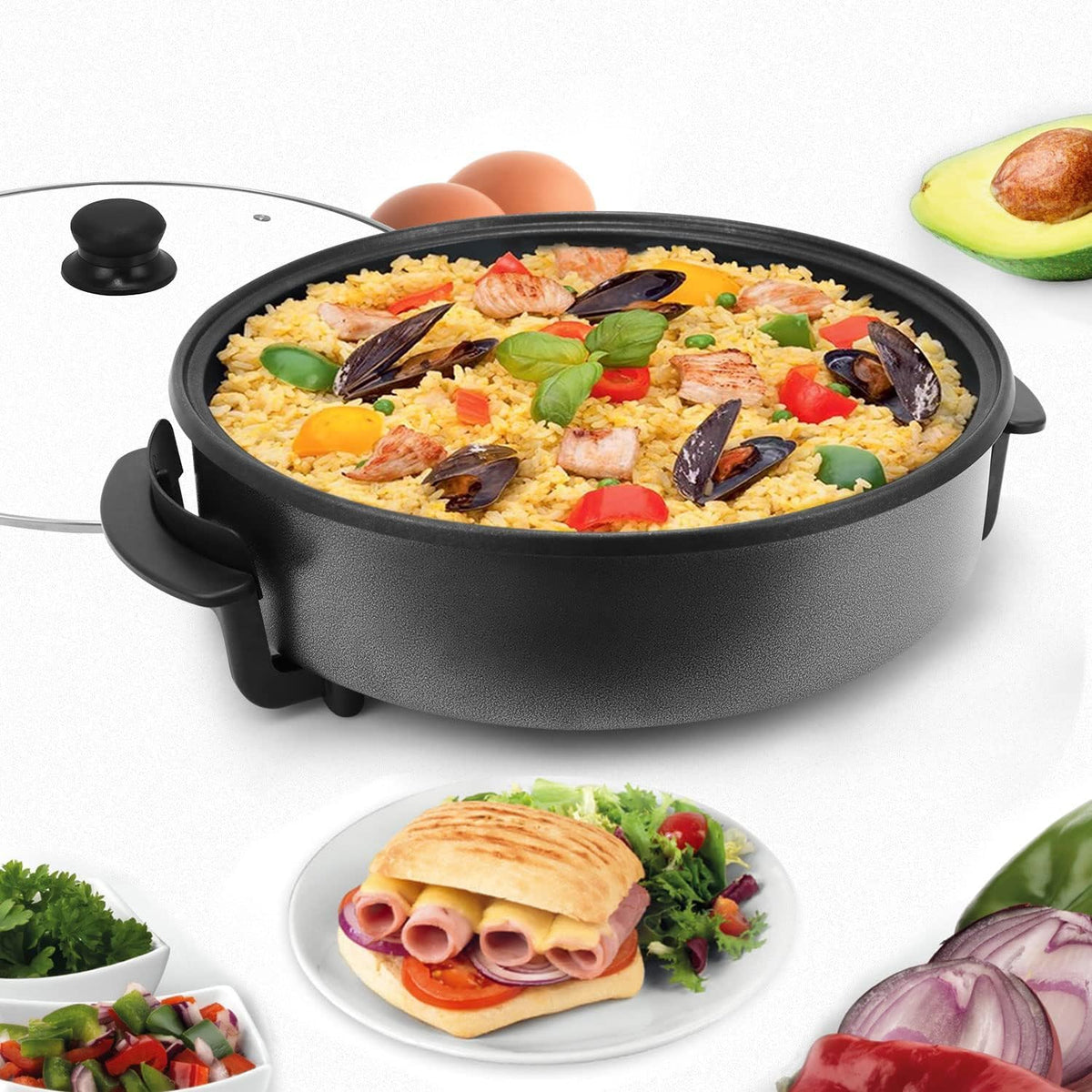 Poêle Électrique Multifonction CHEFFINGER PZP42 1500W - 5 Températures Antiadhésif