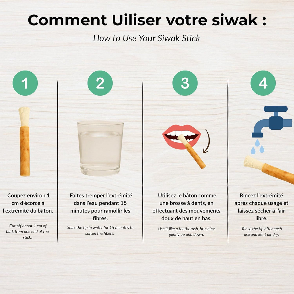 Siwak Naturel Sewal Haleemi – Bâton de Miswak avec Étui de Voyage