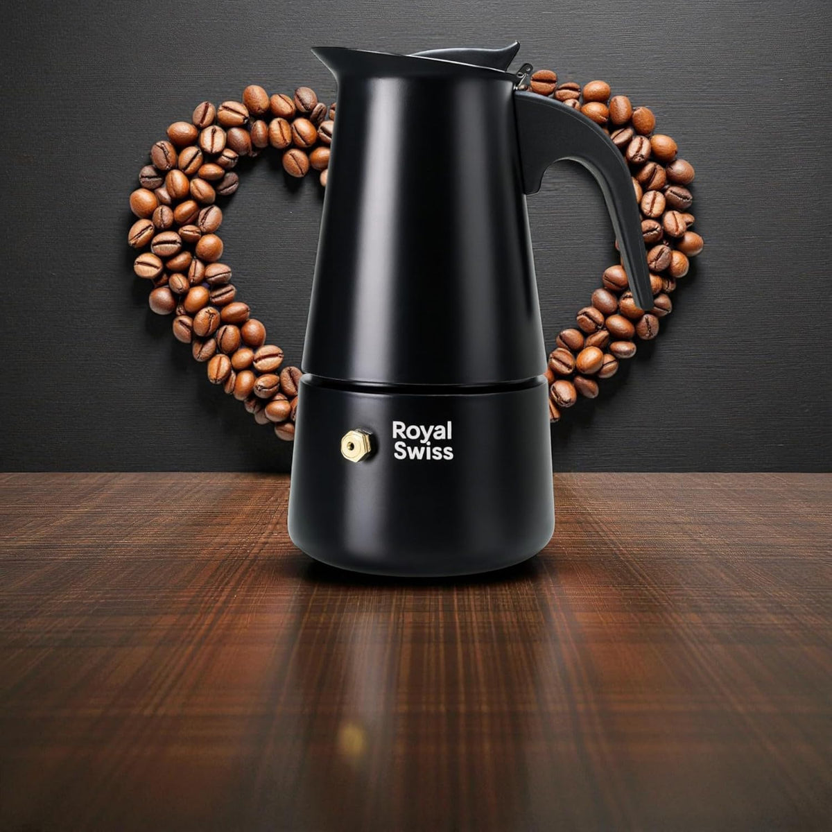 Cafetière Italienne Moka Royal Swiss 9 Tasses - Aluminium Noir - Induction