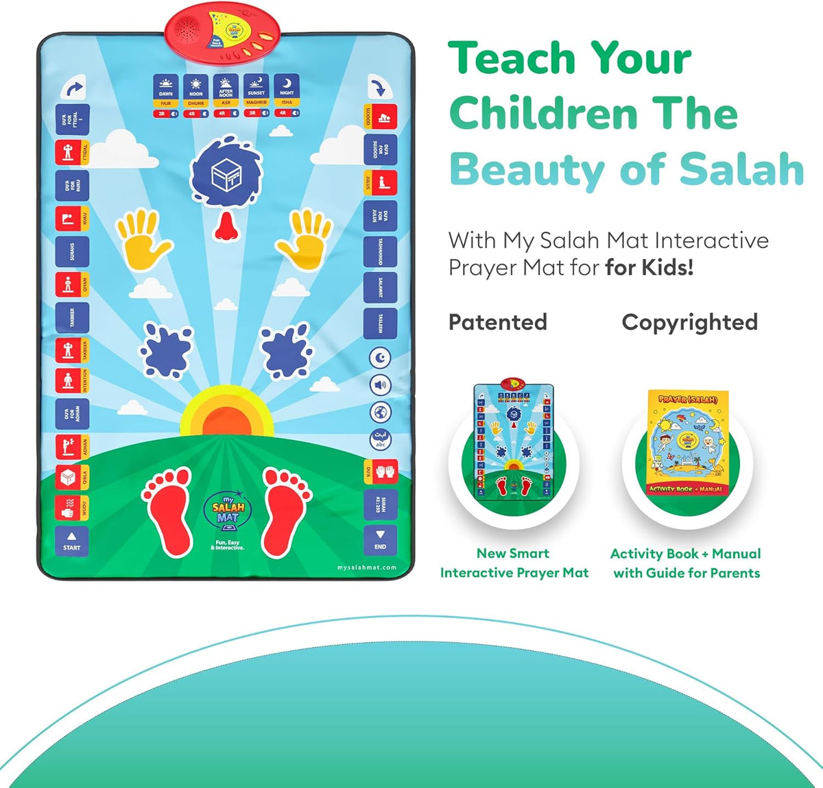 Tapis Prière Interactif My Salah Mat Enfants - 36 Touches 10 Langues Apprentissage Salat