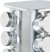 Carrousel à Épices 16 Pots en Verre - Support Rotatif Inox Argenté