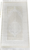 Tapis Prière Ihvan Online 116x69cm Blanc - Taffetas Doux Lavable + Chapelet Cadeau