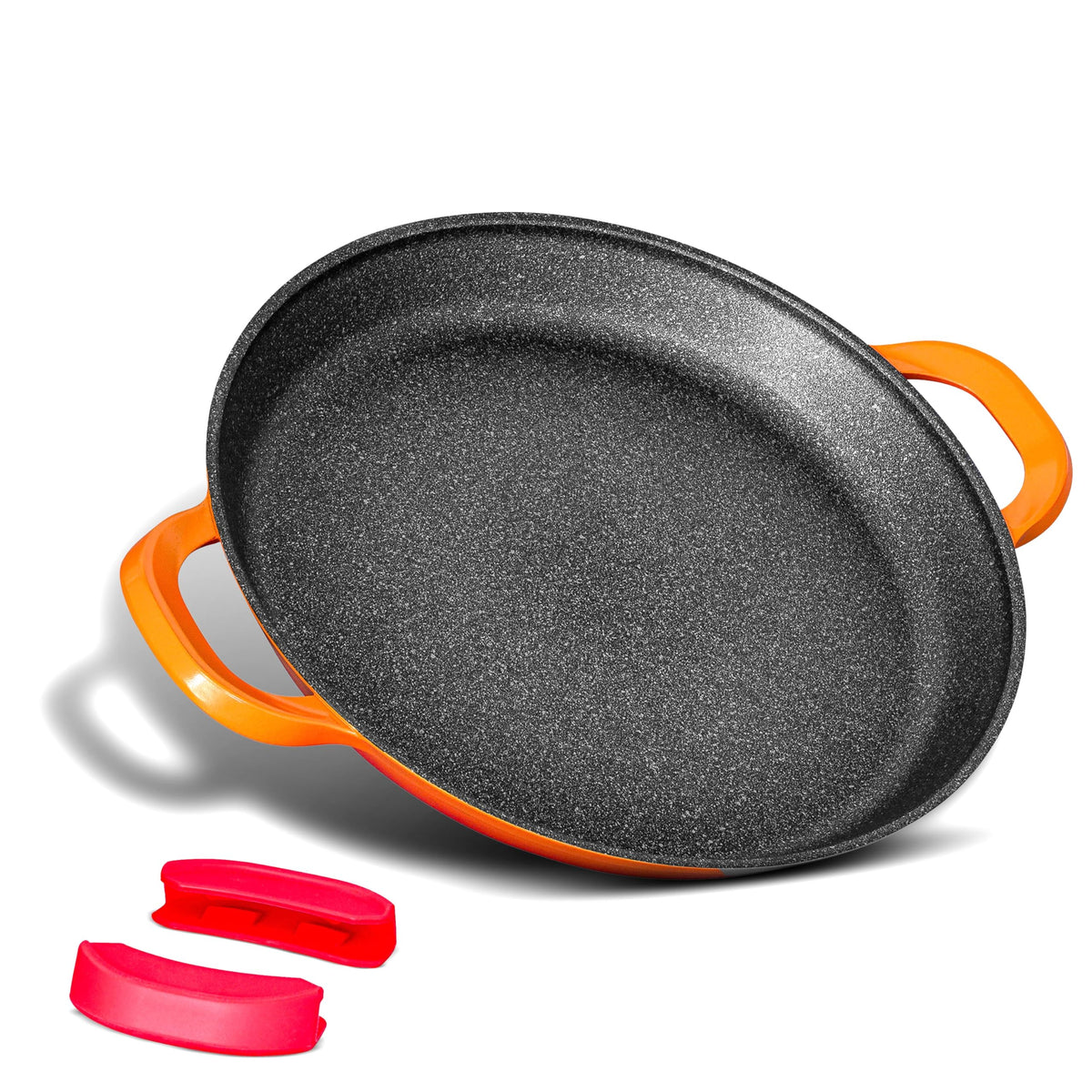 Poêle à Paella INTIGNIS 40cm Professionnelle - Aluminium Revêtement Marbre Induction