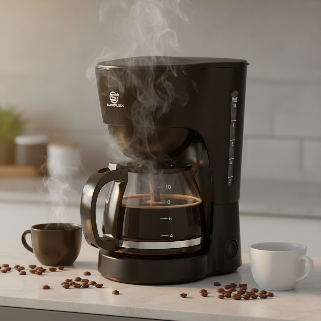 Cafetière Filtre SUPERLEX 1,25L 10 Tasses Noire - Arrêt Auto 600W Verseuse Verre