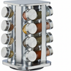 Carrousel à Épices 16 Pots en Verre - Support Rotatif Inox Argenté