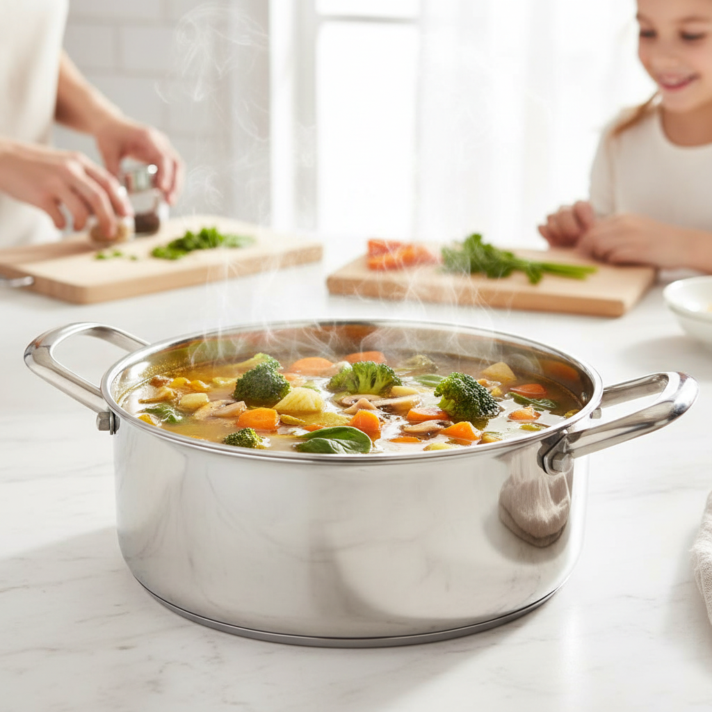 Casserole CHEFFINGER 24cm 2,2L Acier Inoxydable - Structure Nid d'Abeille Antiadhésif Induction