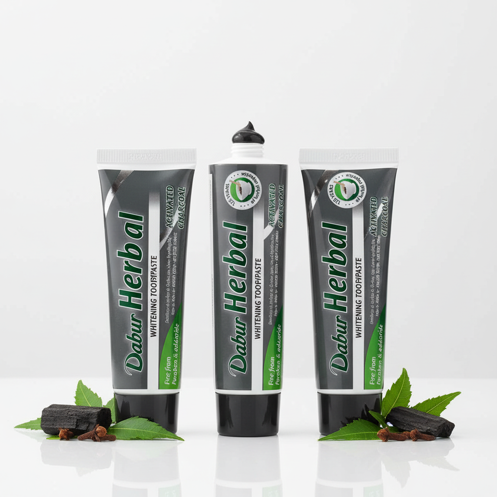 Dentifrice Herbal Charbon Actif Dabur - Lot de 3x100ml - Blanchissant Ayurvédique