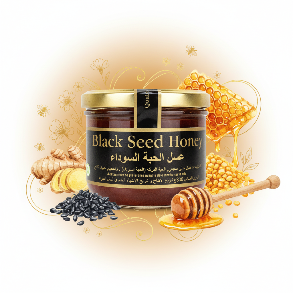 Miel de Nigelle avec Gingembre et Pollen d'Abeille - Habba Sawda - River Of Honey - 300g