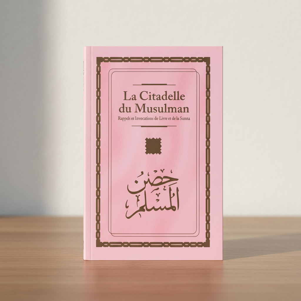 Livre La Citadelle du Musulman rose avec calligraphie arabe