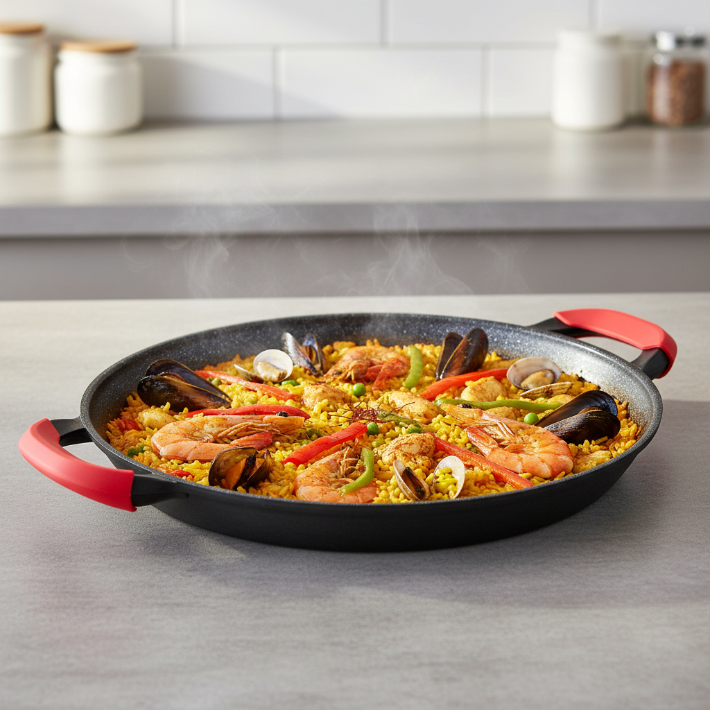 Poêle à Paella INTIGNIS 40cm Professionnelle - Aluminium Revêtement Marbre Induction