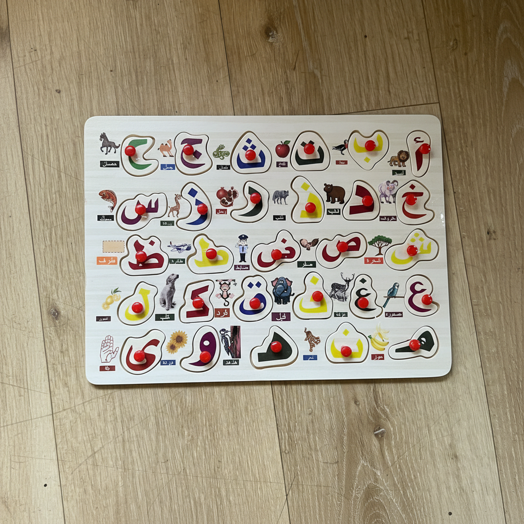 Puzzle Éducatif Alphabet Arabe - 28 Pièces avec Illustrations - Apprentissage Ludique