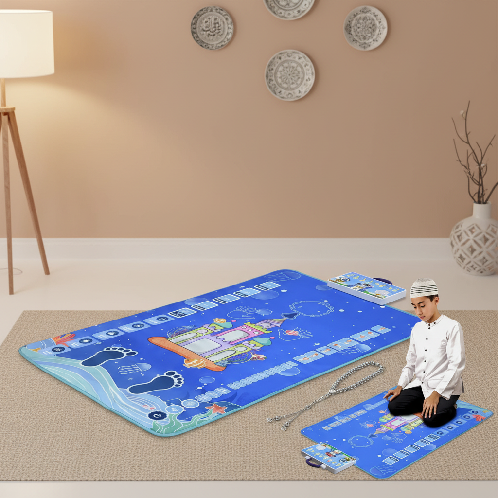 Tapis Prière Électronique Enfants 70x110cm - Interactif Tactile Coran